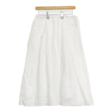 ina リネンウエスト紐タック ロングスカート マキシスカート 裏地付き 定価14080円 135128 スカート ホワイト レディース イナ【中古】6-0322M◎