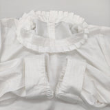 utilite スタンドフリルカラーコットンブラウス コットンサテン 定価16500円 ブラウス シャツ ホワイト レディース ユティリテ【中古】6-0203M♪