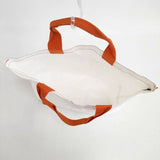 Herve Chapelier 2012PP ブラン×マンダリン マルシェバッグM トートバッグ ホワイト オレンジ レディース エルベ・シャプリエ【中古】6-0312G∞