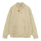 John Molloy ピュアウール 衿付き ケーブル セーター ニット アイボリー レディース ジョンモロイ【中古】6-0124T∞