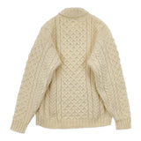 John Molloy ピュアウール 衿付き ケーブル セーター ニット アイボリー レディース ジョンモロイ【中古】6-0124T∞