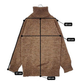 John Molloy アイルランド製 ウール タートルネック セーター ニット ブラウン ミックス レディース ジョンモロイ【中古】6-0124T∞