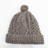 HIGHLAND2000 ケーブル編み ニット ウール 帽子 ニットキャップ ブラウン レディース ハイランド2000【中古】5-1215T◎