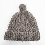 HIGHLAND2000 ケーブル編み ニット ウール 帽子 ニットキャップ ブラウン レディース ハイランド2000【中古】5-1215T◎