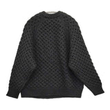 dahl’ia ウール クルーネック ケーブル セーター ニット ブラック レディース ダリア【中古】5-1226T♪