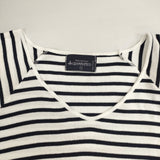 GRAMMATICO フランス製 コットン ボーダー ショート丈 Vネック 半袖Ｔシャツ カットソー ホワイト ネイビー レディース グラマティコ【中古】6-0421S△