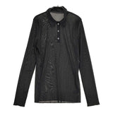 ROKU 6 BEAUTY&YOUTH ナイロンチュールシャツプルオーバー 定価13750円 長袖シャツ 24SS ブラック レディース ロクビューティアンドユース【中古】6-0309M♪
