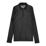 ROKU 6 BEAUTY&YOUTH ナイロンチュールシャツプルオーバー 定価13750円 長袖シャツ 24SS ブラック レディース ロクビューティアンドユース【中古】6-0309M♪