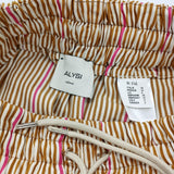 ALYSI イタリア製 タック ストライプ サイズ38 ロングスカート ブラウン ピンク レディース アリジ【中古】6-0309M♪