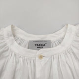 YAECA WRITE ギャザースモックワンピース 90708 サイズM コットン ラミー ワンピース ホワイト レディース ヤエカ ライト【中古】6-0203M♪