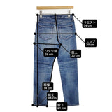 upper hights THE STELLA USED加工 ストレートパンツ 280219 ジーンズ サイズ22 デニムパンツ ブルー レディース アッパーハイツ【中古】6-0509G∞