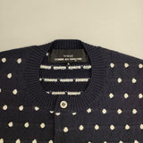 tricot COMME des GARCONS 刺繍ドット ウール カーディガン AD2020 ネイビー ホワイト レディース トリココムデギャルソン【中古】6-0125T∞