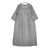 fog linen work スクエアネック 七分袖 リネン ワンピース グレー系 レディース フォグリネンワーク【中古】6-0309M♪