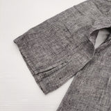 fog linen work スクエアネック 七分袖 リネン ワンピース グレー系 レディース フォグリネンワーク【中古】6-0309M♪
