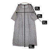 fog linen work スクエアネック 七分袖 リネン ワンピース グレー系 レディース フォグリネンワーク【中古】6-0309M♪