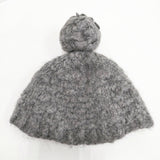 yourwear ウール100％ ポンポン付き ニット帽 帽子 ニットキャップ グレー レディース ユアウェア【中古】5-1222T◎