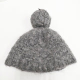 yourwear ウール100％ ポンポン付き ニット帽 帽子 ニットキャップ グレー レディース ユアウェア【中古】5-1222T◎