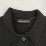 mizuiro-ind 襟付きワイドベスト 定価14960円 4-220089 ノースリーブポロシャツ ニット ベスト ブラック レディース ミズイロインド【中古】5-1219T♪