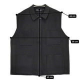 mizuiro-ind 襟付きワイドベスト 定価14960円 4-220089 ノースリーブポロシャツ ニット ベスト ブラック レディース ミズイロインド【中古】5-1219T♪