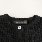 mizuiro-ind ワッフルニットカーディガン 定価16500円 3-220056 クルーネック カーディガン ブラック レディース ミズイロインド【中古】5-1219T♪