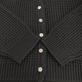 mizuiro-ind ワッフルニットカーディガン 定価16500円 3-220056 クルーネック カーディガン ブラック レディース ミズイロインド【中古】5-1219T♪
