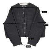 mizuiro-ind ワッフルニットカーディガン 定価16500円 3-220056 クルーネック カーディガン ブラック レディース ミズイロインド【中古】5-1219T♪