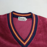 LACOSTE IZOD Vネック ベロア ヴィンテージ カットソー 70年代 糸巻きタグ ワインレッド系 レディース ラコステ【中古】6-0125T∞