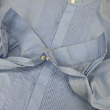 Traditional Weatherwear ビッグタックアップシャツ ノーカラー ピンタック サイズXS コットン 長袖シャツ ライトブルー レディース トラディショナルウェザーウェア【中古】6-0227M△