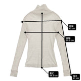 homspun 丸胴テレコタートルネックプルオーバー リブ コットン 長袖Ｔシャツ カットソー ロンＴ ライトグレー レディース ホームスパン【中古】6-0227M△