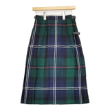 GLEN NEVIS 巻き ラップ スコットランド製 ウール チェック ロングスカート ネイビー グリーン レディース グレンネイビス【中古】6-0125T∞