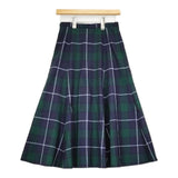 YORKLAND ウール チェック 11AR ロングスカート ネイビー グリーン レディース ヨークランド【中古】6-0125T∞