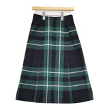 YORKLAND コットン チェック ロングスカート グリーン ネイビー ブラック レディース ヨークランド【中古】6-0125M∞