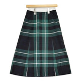 YORKLAND コットン チェック ロングスカート グリーン ネイビー ブラック レディース ヨークランド【中古】6-0125M∞