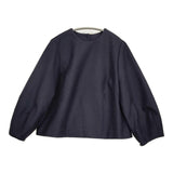 45R/45rpm 未使用品 イングランドフラノのパフブラウス アブラハムムーン＆サンズ社 定価71500円 25AW 紺 レディース フォーティーファイブアールピーエム【中古】5-1219T♪