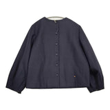 45R/45rpm 未使用品 イングランドフラノのパフブラウス アブラハムムーン＆サンズ社 定価71500円 25AW 紺 レディース フォーティーファイブアールピーエム【中古】5-1219T♪