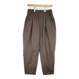 nest Robe ウールボックスタックパンツ 定価27000円 01204-1612 チェック イージー パンツ カーキ ブラウン レディース ネストローブ【中古】5-1228T♪