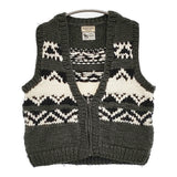 WARREN SCOTT KHWOPA ウール カウチンニットベスト ジップアップ ネパール製 カーキ系 ホワイト レディース ウォーレンスコット【中古】5-1226T♪