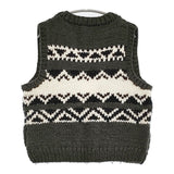 WARREN SCOTT KHWOPA ウール カウチンニットベスト ジップアップ ネパール製 カーキ系 ホワイト レディース ウォーレンスコット【中古】5-1226T♪