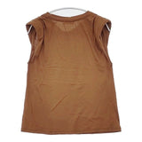 Uhr Power Shoulder Tee コットンシルク ノースリーブ Ｔシャツ カットソー ブラウン レディース ウーア【中古】6-0608S∞
