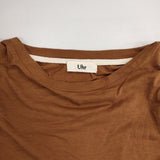 Uhr Power Shoulder Tee コットンシルク ノースリーブ Ｔシャツ カットソー ブラウン レディース ウーア【中古】6-0608S∞