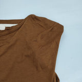 Uhr Power Shoulder Tee コットンシルク ノースリーブ Ｔシャツ カットソー ブラウン レディース ウーア【中古】6-0608S∞