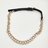 allureville ゴールドチェーン レザー チェーンコンビナロー ベルト ブラック ゴールド レディース アルアバイル【中古】6-0530G∞