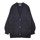 AEWEN MATOPH ウール混アゼボリュームスリーブVネックカーディガン チャコールグレー レディース イウエンマトフ【中古】5-1228T♪