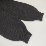 AEWEN MATOPH ウール混アゼボリュームスリーブVネックカーディガン チャコールグレー レディース イウエンマトフ【中古】5-1228T♪