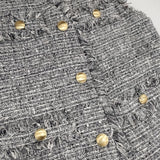 Liesse ツイード ジレ フリンジ ベスト グレー レディース リエス【中古】6-0429M∞