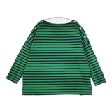 Traditional Weatherwear BMB SHIRT LONG W/BUTTON バスクシャツ ボーダー 長袖Ｔシャツ カットソー ロンＴ グリーン ネイビー レディース トラディショナルウェザーウェア【中古】6-0429M∞