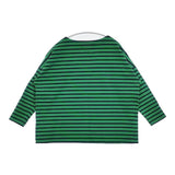 Traditional Weatherwear BMB SHIRT LONG W/BUTTON バスクシャツ ボーダー 長袖Ｔシャツ カットソー ロンＴ グリーン ネイビー レディース トラディショナルウェザーウェア【中古】6-0429M∞