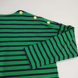 Traditional Weatherwear BMB SHIRT LONG W/BUTTON バスクシャツ ボーダー 長袖Ｔシャツ カットソー ロンＴ グリーン ネイビー レディース トラディショナルウェザーウェア【中古】6-0429M∞