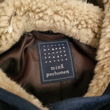 mina perhonen frost garden 刺繍 サイズ38 sa2246 フード付き ダウンベスト ネイビー ホワイト レディース ミナペルホネン【中古】5-1222T♪