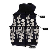 mina perhonen frost garden 刺繍 サイズ38 sa2246 フード付き ダウンベスト ネイビー ホワイト レディース ミナペルホネン【中古】5-1222T♪